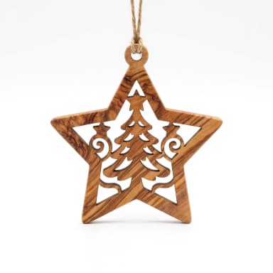 Olivenholz-Weihnachtsornament Produktbild