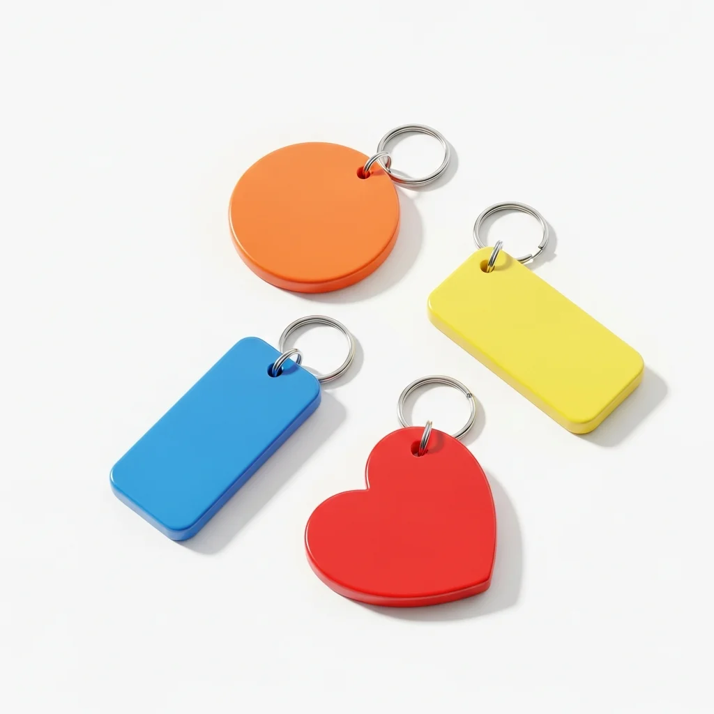 Bunte Kunststoff-Schlüsselanhänger in verschiedenen Formen – Zolltarifnummer 3926.90.97.90.0